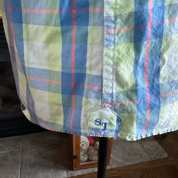 SOUTHERN TIDE 🐟 Men’s Blue, Coral & Yellow ‘SkipJack’ Button Down Shirt - Sz LG - Picture 10 of 12